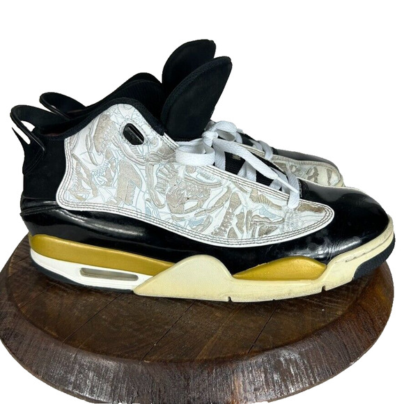 Nike Jordan Sneakers Mens 11.5 Dub Zero Black and White Gold Trim 311046-005 - Picture 3 of 16